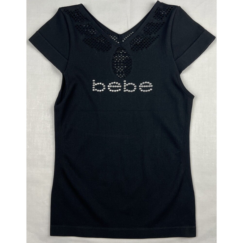 Bebe Bedazzled Y2K Style Ribbed Top XS/Small